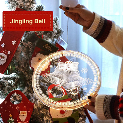 16 cm-es LED függő karácsonyi dekorációs lámpák 3d akril led lámpák tapadókorongokkal ajtókhoz Ablakok díszítésére