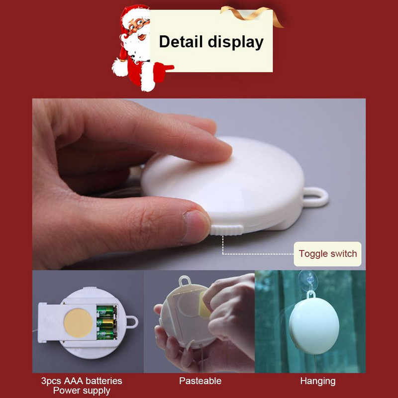 16 cm-es LED függő karácsonyi dekorációs lámpák 3d akril led lámpák tapadókorongokkal ajtókhoz Ablakok díszítésére