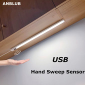 Kézseprő érzékelő USB LED szekrény alatti világítás 20/30/40/50cm fehér 6000K kézhullám aktiválva konyhai hálószoba gardrób szekrényhez