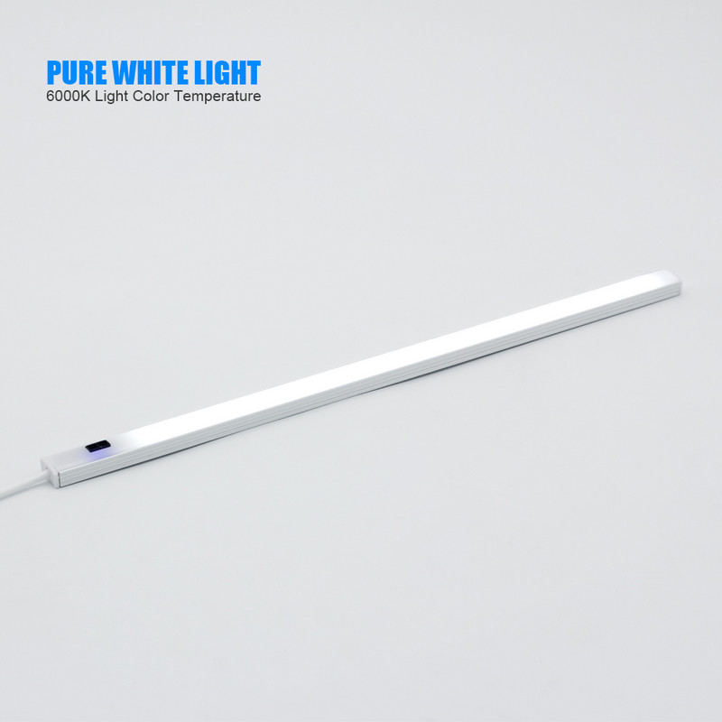 Kézseprő érzékelő USB LED szekrény alatti világítás 20/30/40/50cm fehér 6000K kézhullám aktiválva konyhai hálószoba gardrób szekrényhez