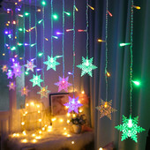 Χριστουγεννιάτικη Διακόσμηση Νιφάδα χιονιού Φώτα χορδών LED που αναβοσβήνουν Φωτιστικό κουρτίνας Αδιάβροχο Πρωτοχρονιάτικο Φωτιστικό πάρτι για γιρλάντα εξωτερικού χώρου
