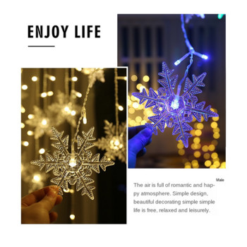 Χριστουγεννιάτικη Διακόσμηση Νιφάδα χιονιού Φώτα χορδών LED που αναβοσβήνουν Φωτιστικό κουρτίνας Αδιάβροχο Πρωτοχρονιάτικο Φωτιστικό πάρτι για γιρλάντα εξωτερικού χώρου