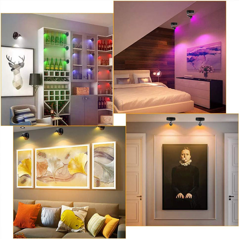 13 χρωμάτων LED Ασύρματο RGB Τηλεχειριστήριο ντουλαπιού Spotlight Εσωτερικού χώρου Mini Accent Φώτα με δυνατότητα ρύθμισης φωτισμού τέχνης