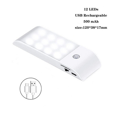 Φωτιστικό ντουλάπι με αισθητήρα κίνησης LED Νυχτερινό φως USB Επαναφορτιζόμενο φωτιστικό τοίχου 30 LED Μαγνητική λωρίδα ντουλάπας φωτιστικό ντουλάπας