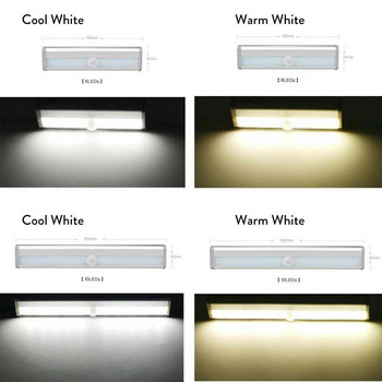 6/10 светодиода PIR LED светлина със сензор за движение Безжична лампа за шкаф, гардероб, нощна лампа за шкаф, нощна лампа за шкаф, стълби, кухня