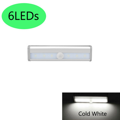 6/10 LED dioda PIR LED svjetlo senzora pokreta Bežični ormarić Ormar Noćna svjetiljka LED ispod ormarića Noćno svjetlo za ormar Stepenice Kuhinja