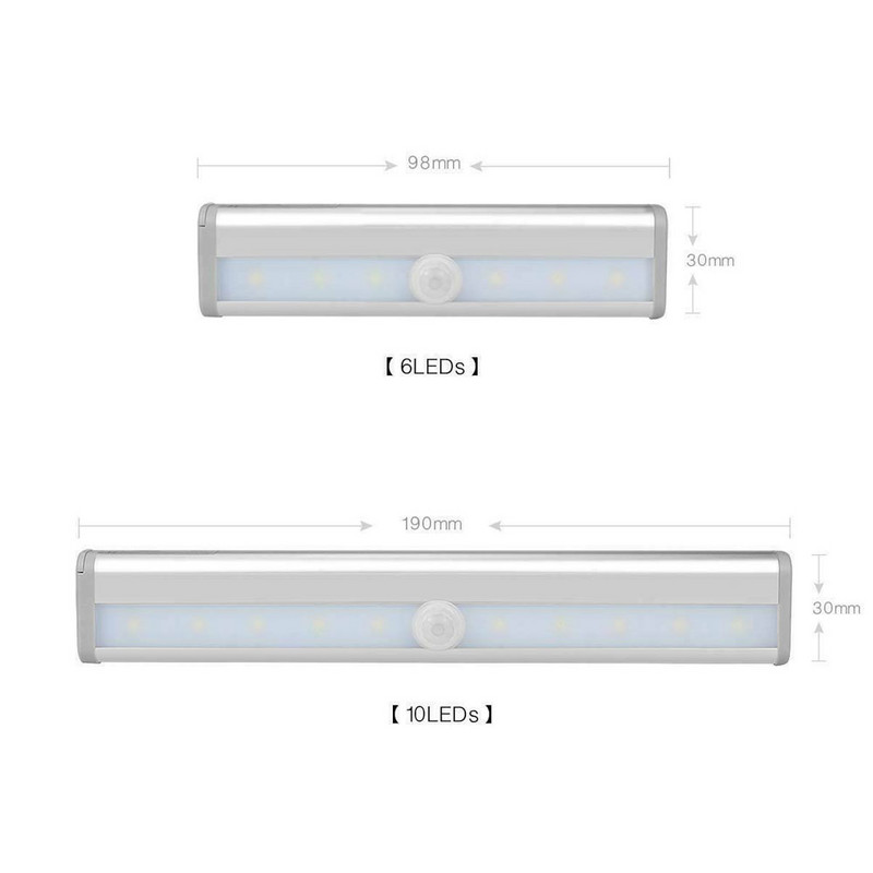 6/10 LED dioda PIR LED svjetlo senzora pokreta Bežični ormarić Ormar Noćna svjetiljka LED ispod ormarića Noćno svjetlo za ormar Stepenice Kuhinja