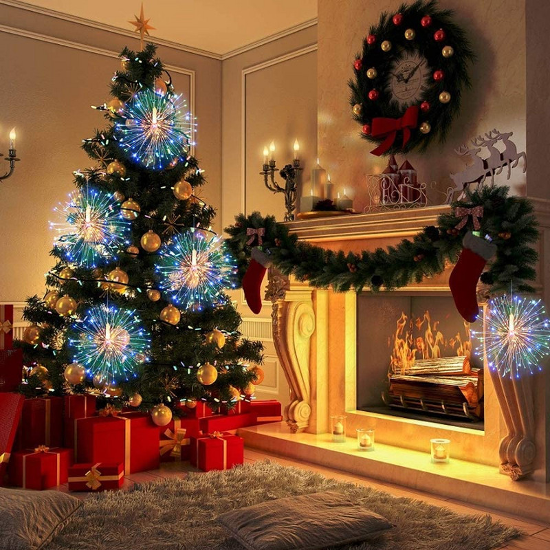 120/180LED vízálló tűzijáték füzér lámpák barkácsolás 8 üzemmódú távirányító réz drót pitypang tündérfény karácsonyi ünnepi dekoráció