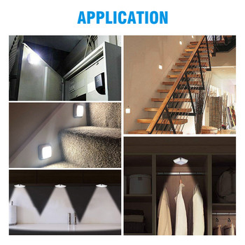 6 LED Νυχτερινό φως Αισθητήρας κίνησης Ντουλάπα τοίχου ντουλάπι σκάλα Ασύρματο φωτιστικό τοίχου φωτιστικό εσωτερικού χώρου Φωτισμός LED Διακόσμηση σπιτιού
