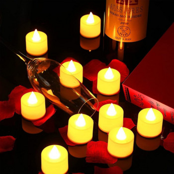 10 бр. LED безпламъчна свещна лампа, захранвана с батерии, LED чаени лампички за сватба, рожден ден, коледно парти, нова година, романтична украса