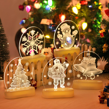 LED Фея Струнни светлини Батерия USB 3D дърво на Дядо Коледа Акрилна нощна лампа Сватбена коледна украса за домашна стая Гирлянд