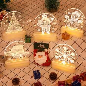 LED Фея Струнни светлини Батерия USB 3D дърво на Дядо Коледа Акрилна нощна лампа Сватбена коледна украса за домашна стая Гирлянд
