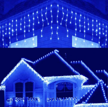 Χριστουγεννιάτικη γιρλάντα LED κουρτίνα Icicle String Lights Droop 0,4-0,6m AC110V/220V Street House Garlands Christmas Lights Outdoor