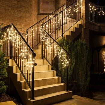 Χριστουγεννιάτικη γιρλάντα LED κουρτίνα Icicle String Lights Droop 0,4-0,6m AC110V/220V Street House Garlands Christmas Lights Outdoor