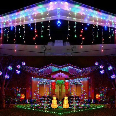 5M božićni vijenac LED zavjesa Icicle String Lights Droop 0.4-0.6m AC110V/220V Street House Girllands Christmas Lights Outdoor