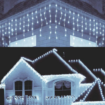 5M božićni vijenac LED zavjesa Icicle String Lights Droop 0.4-0.6m AC110V/220V Street House Girllands Christmas Lights Outdoor