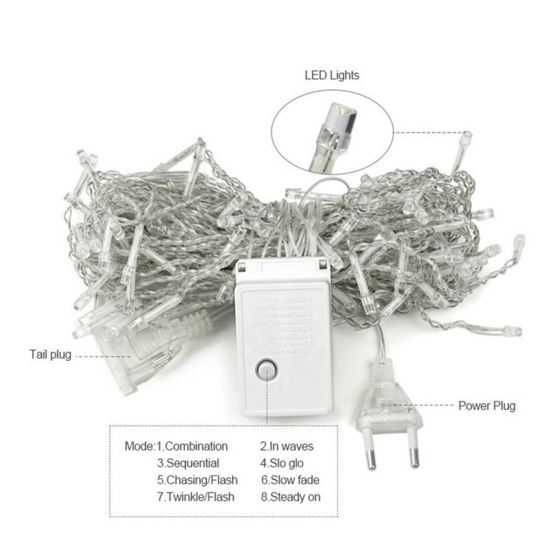 5M božićni vijenac LED zavjesa Icicle String Lights Droop 0.4-0.6m AC110V/220V Street House Girllands Christmas Lights Outdoor