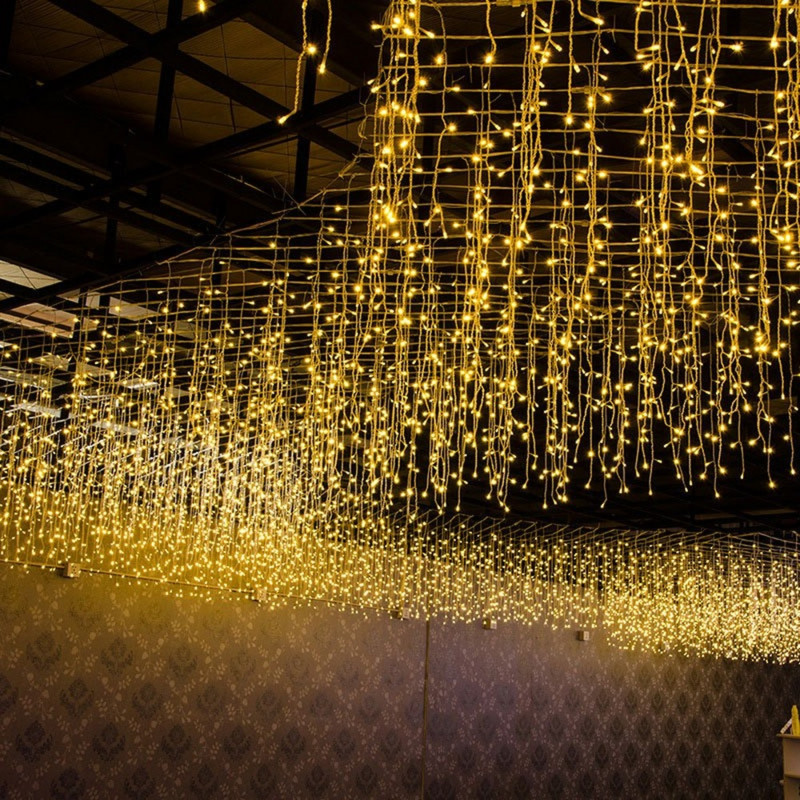 5M božićni vijenac LED zavjesa Icicle String Lights Droop 0.4-0.6m AC110V/220V Street House Girllands Christmas Lights Outdoor