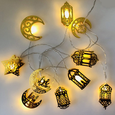 Ramadánové dekorácie Mesiac Star10 LED reťazové svetlá EID Mubarak dekorácia pre domáce islamské moslimské udalosti párty potreby dekorácia Eid Al-Fitr