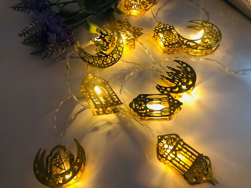Ramazanski ukrasi Mjesečeva zvijezda10 Led žičana svjetla EID Mubarak Dekoracija za dom Islam Muslimanski događaj Potrepštine za zabave Eid Al-Fitr Dekoracija