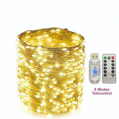 Χριστουγεννιάτικο Διακοσμητικό Φωτιστικό Πρωτοχρονιάς Χάλκινο σύρμα Led Garland Fairy Light String με τηλεχειριστήριο για φώτα εσωτερικού χώρου