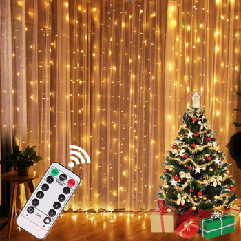 Κουρτίνα LED Φωτιστικό USB IR Φωτάκια χορδών Χριστουγεννιάτικο φωτιστικό γάμου Διακόσμηση πάρτι δωματίου Υπνοδωμάτιο Fairy Lights Αισθητική διακόσμηση σπιτιού