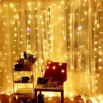 Κουρτίνα LED Φωτιστικό USB IR Φωτάκια χορδών Χριστουγεννιάτικο φωτιστικό γάμου Διακόσμηση πάρτι δωματίου Υπνοδωμάτιο Fairy Lights Αισθητική διακόσμηση σπιτιού