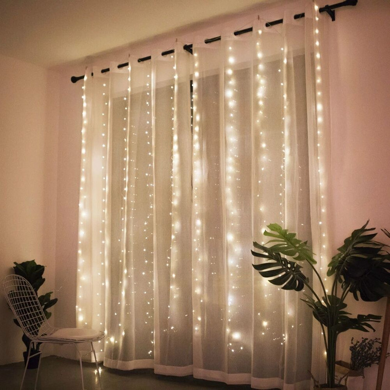 Cortina LED Lumină USB IR String Lights Crăciun Lampă pentru nuntă Cameră Decor pentru petreceri Dormitor Lumini cu zâne Decor estetic pentru acasă