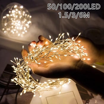 Firecracker Χάλκινο σύρμα Light String Battery Λειτουργεί 1,5/3/6M LED Fairy Garland Light Wedding Party Διακοσμητικό φωτιστικό σπιτιού Πρωτοχρονιά