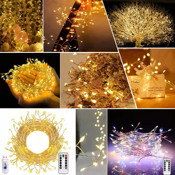 Firecracker Медна жица Светлинна струна Работеща с батерии 1.5/3/6M LED Фея гирлянд Светлина Сватбено парти Лампа за домашен декор Нова година
