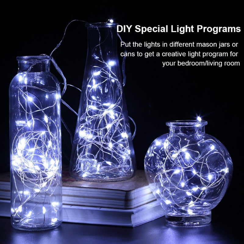 5M 10M LED 8 režimų styginių lempučių baterija, veikianti su nuotolinio valdymo pulteliu Fairy vandeniui atspari šviesa Kalėdų vestuvių vakarėliui lauke