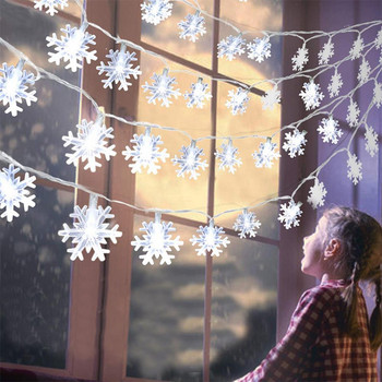 Снежинка LED Стринг Светлина Фея Топла бяла гирлянда Домашни коледни приказни светлини Navidad Сватбен декор Коледен декор за дома