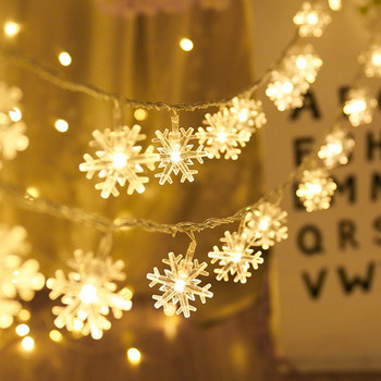 Снежинка LED Стринг Светлина Фея Топла бяла гирлянда Домашни коледни приказни светлини Navidad Сватбен декор Коледен декор за дома