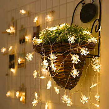 Snowflake LED String Light Νεράιδα Ζεστή Λευκή Γιρλάντα Σπίτι Χριστουγεννιάτικα Φωτάκια Νεράιδας Navidad Διακόσμηση γάμου Χριστουγεννιάτικη διακόσμηση για το σπίτι