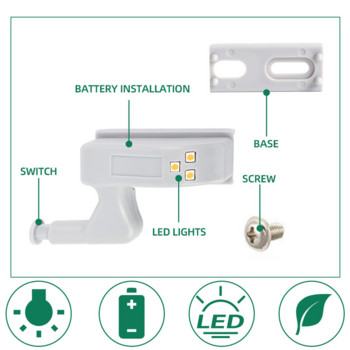 10 τμχ Φωτιστικό νυχτερινής αισθητήρα μεντεσέ ντουλαπιού LED γενικής χρήσης για κουζίνα σαλόνι Ντουλάπα υπνοδωμάτιο Ντουλάπα Φωτιστικό πόρτας