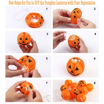 Halloween Pumpkin String Lights 6/10/20leds με μπαταρία πορτοκαλί φαναράκια κολοκύθας για εσωτερική/εξωτερική διακόσμηση αποκριών