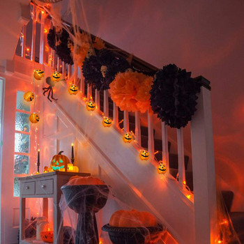 Хелоуин тиквени светлини 6/10/20 светодиода, работещи с батерии, оранжеви тиквени фенери, светлини за вътрешен/външен декор за Хелоуин