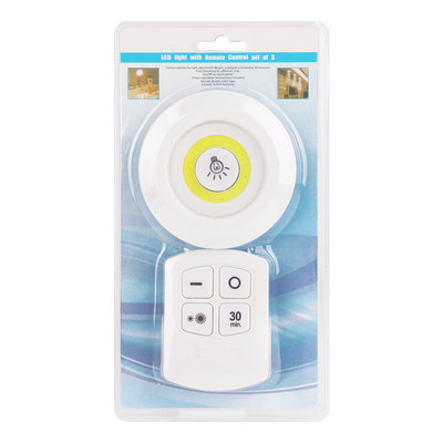 Φως 3W COB κάτω από το ντουλάπι LED Ασύρματο τηλεχειριστήριο Ντουλάπα νυχτερινό φωτιστικό Σπίτι Υπνοδωμάτιο Ντουλάπα Κουζίνα Μπάνιο Διάδρομος Lightin