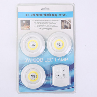 Φως 3W COB κάτω από το ντουλάπι LED Ασύρματο τηλεχειριστήριο Ντουλάπα νυχτερινό φωτιστικό Σπίτι Υπνοδωμάτιο Ντουλάπα Κουζίνα Μπάνιο Διάδρομος Lightin