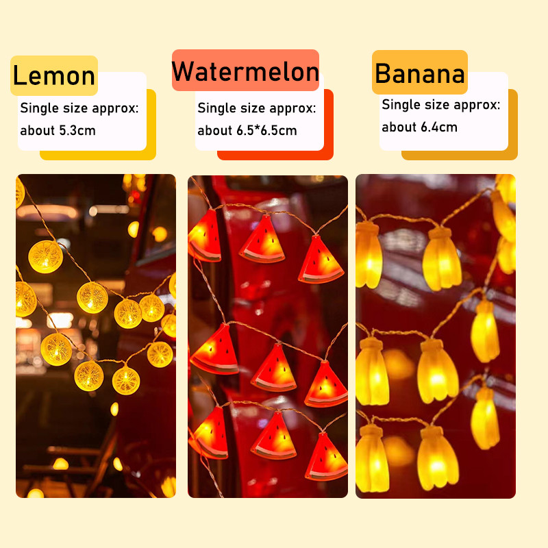 10LEDS Fruit Fairy Svjetlo na baterije Limun Lubenica Banana Svjetlo za kampiranje Noćna tržnica Dekoracija štanda