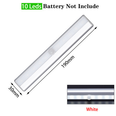 6/10 LED indukcijska rasvjeta ispod ormarića Senzor pokreta Noćna svjetiljka za ormar Svjetlo s magnetskom trakom na baterije za kuhinjski ormar