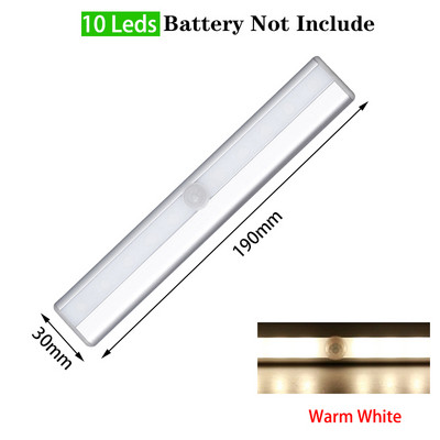 6/10 LED indukcijska rasvjeta ispod ormarića Senzor pokreta Noćna svjetiljka za ormar Svjetlo s magnetskom trakom na baterije za kuhinjski ormar