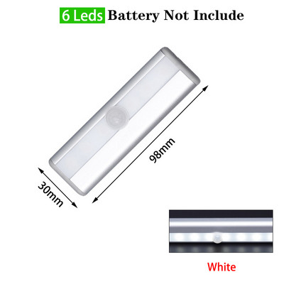 6/10 LED indukcijska rasvjeta ispod ormarića Senzor pokreta Noćna svjetiljka za ormar Svjetlo s magnetskom trakom na baterije za kuhinjski ormar