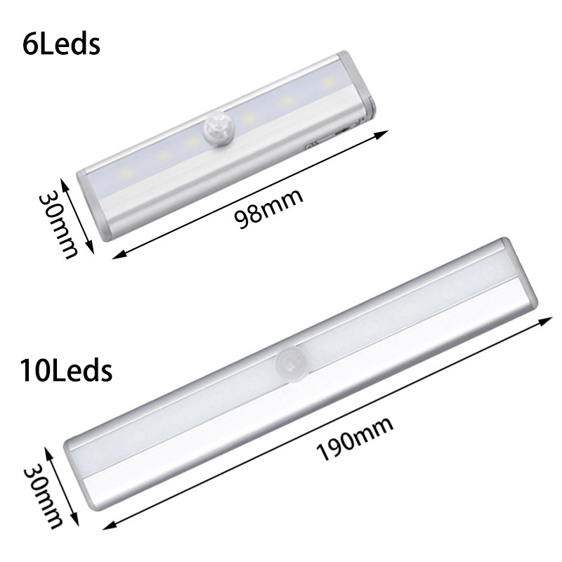 6/10 LED indukcijska rasvjeta ispod ormarića Senzor pokreta Noćna svjetiljka za ormar Svjetlo s magnetskom trakom na baterije za kuhinjski ormar