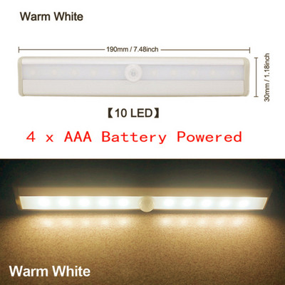 LED svjetiljka za ormar Napajanje na baterije Ispod ormarića Lampa s prigušivanjem PIR senzora kretanja Svjetla za ormar Unutarnja zidna svjetiljka za spavaću sobu