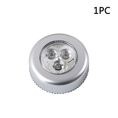 3 LED-es ezüst szekrényes szekrény lámpa elemmel működő, vezeték nélküli tapadós érintésérzékelő Biztonsági Konyha Hálószoba Éjszakai vészvilágítás