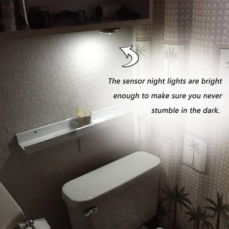 3 LED-es ezüst szekrényes szekrény lámpa elemmel működő, vezeték nélküli tapadós érintésérzékelő Biztonsági Konyha Hálószoba Éjszakai vészvilágítás