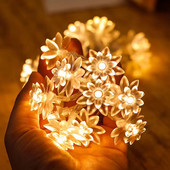 10/20/40LED Lotus Garland Fairy Lights āra mākslīgo ziedu virtenes gaismas Ziemassvētku eglītes kāzu ballītei mājas dekorēšanai