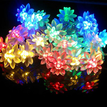 10/20/40 LED Lotus Garland Fairy Lights Εξωτερικά τεχνητά λουλούδια String φωτάκια για χριστουγεννιάτικο δέντρο γαμήλιο πάρτι Διακόσμηση σπιτιού