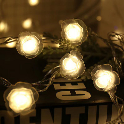 10/20/40LED Lotus Garland Fairy Lights āra mākslīgo ziedu virtenes gaismas Ziemassvētku eglītes kāzu ballītei mājas dekorēšanai